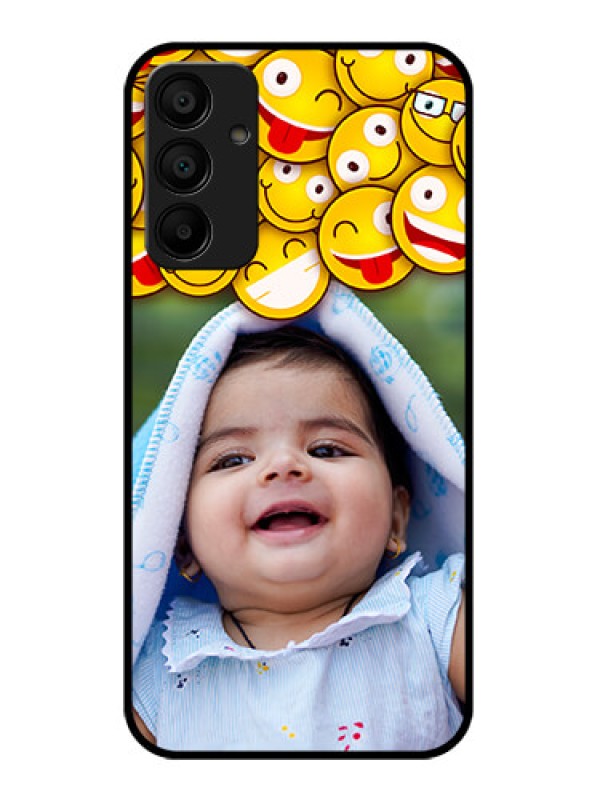 Custom Galaxy F15 5G Custom Glass Phone Case - With Smiley Emoji Design