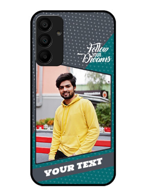 Custom Galaxy F15 5G Custom Glass Phone Case - Background Pattern Design With Quote