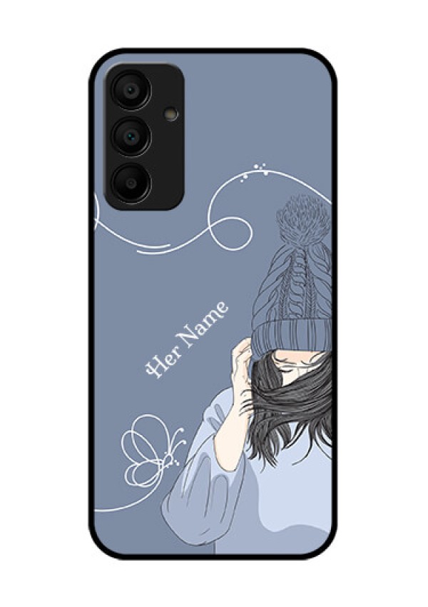 Galaxy F15 5G Custom Glass Phone Case - Girl In Winter Outfit Design
