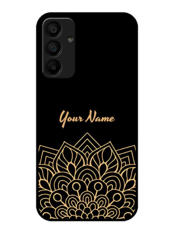 Custom Galaxy F15 5G Custom Glass Phone Case - Golden Mandala Design