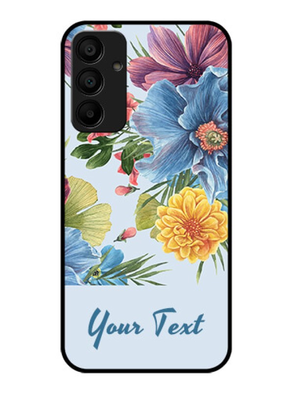 Custom Galaxy F15 5G Custom Glass Phone Case - Stunning Watercolored Flowers Painting Design
