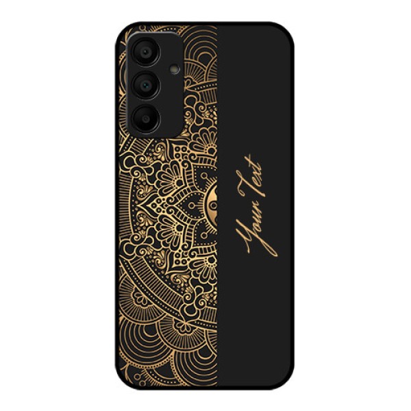 Galaxy F15 5G Custom Glass Phone Case - Mandala Art With Custom Text Design Galaxy F15 5G Custom Glass Phone Case - Mandala Art With Custom Text Design