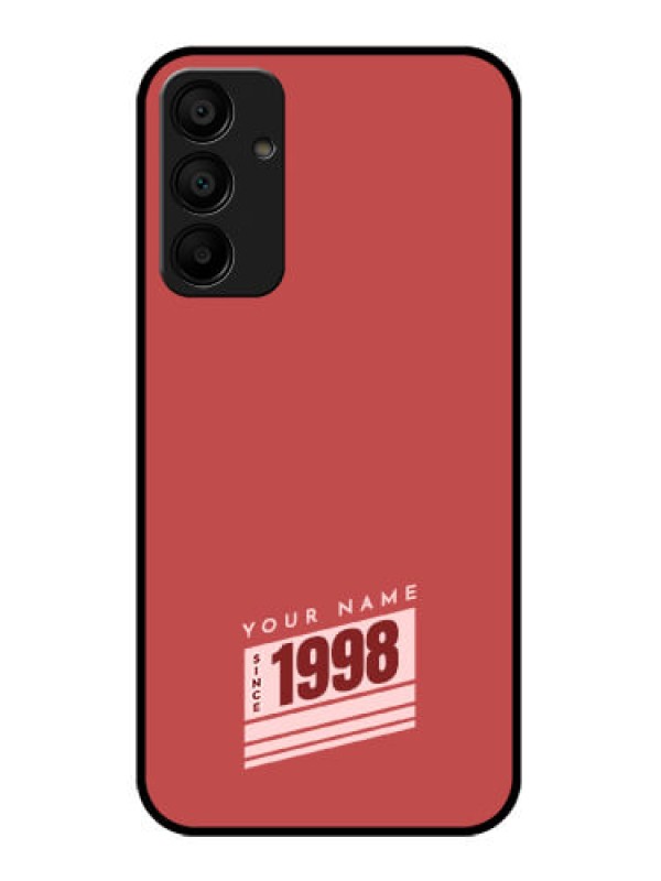 Custom Galaxy F15 5G Custom Glass Phone Case - Red Custom Year Of Birth Design
