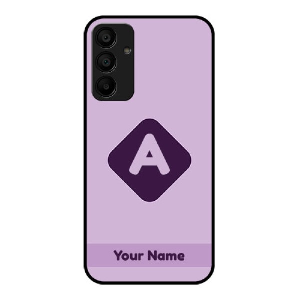 Galaxy F15 5G Custom Glass Phone Case - Custom Letter In Curved Badge Design Galaxy F15 5G Custom Glass Phone Case - Custom Letter In Curved Badge Design