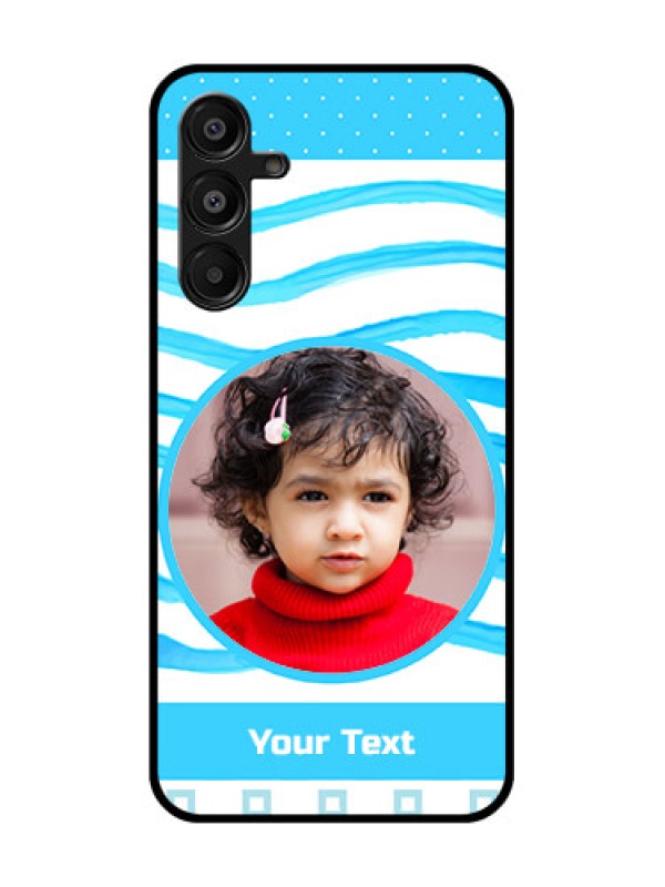 Custom Galaxy F16 5G Custom Glass Phone Case - Simple Blue Case Design