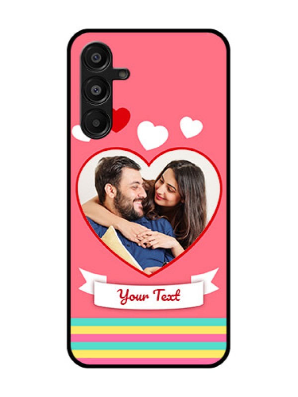 Custom Galaxy F16 5G Custom Glass Phone Case - Love Shapes Doodle Design