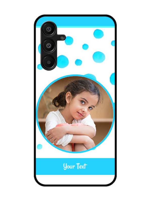 Custom Galaxy F16 5G Custom Glass Phone Case - Blue Bubbles Pattern Design