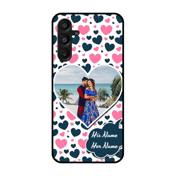 Galaxy F16 5G Custom Glass Phone Case - Pink and Blue Heart Design