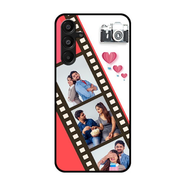 Galaxy F16 5G Custom Glass Phone Case - 3 Image Holder With Film Reel Galaxy F16 5G Custom Glass Phone Case - 3 Image Holder With Film Reel