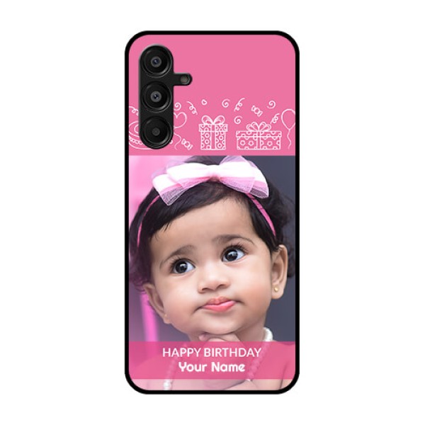Galaxy F16 5G Custom Glass Phone Case - With Birthday Line Art Design Galaxy F16 5G Custom Glass Phone Case - With Birthday Line Art Design