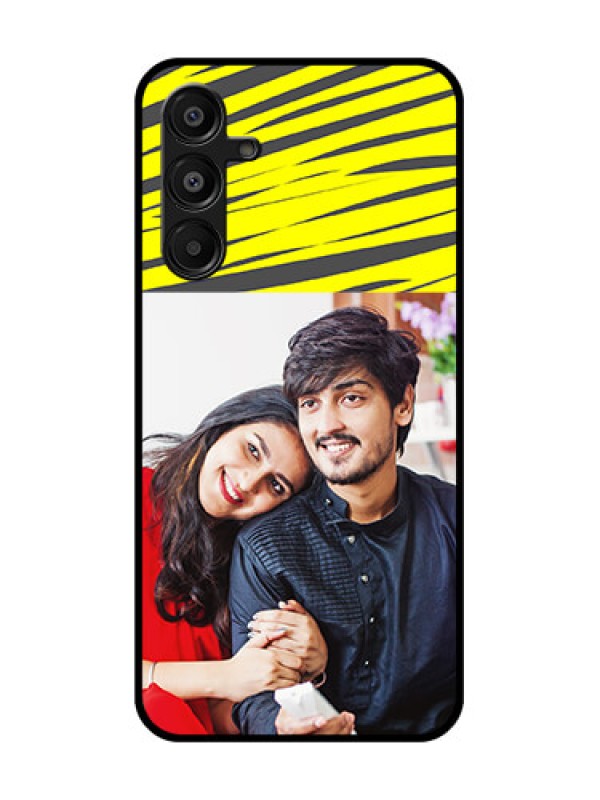 Custom Galaxy F16 5G Custom Glass Phone Case - Yellow Abstract Design