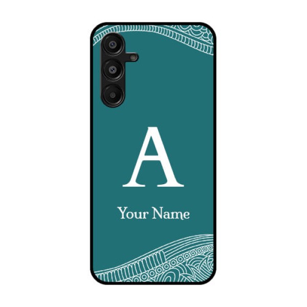 Galaxy F16 5G Custom Glass Phone Case - Line Art Pattern With Custom Name Design Galaxy F16 5G Custom Glass Phone Case - Line Art Pattern With Custom Name Design