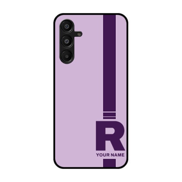 Galaxy F16 5G Custom Glass Phone Case - Simple Dual Tone Stripe With Name Design Galaxy F16 5G Custom Glass Phone Case - Simple Dual Tone Stripe With Name Design