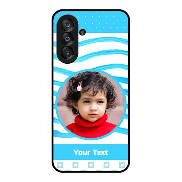 Samsung Galaxy F17 5G Custom Glass Phone Case - Simple Blue Case Design Samsung Galaxy F17 5G Custom Glass Phone Case - Simple Blue Case Design