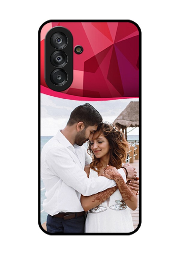 Samsung Galaxy F17 5G Custom Glass Phone Case - Red Abstract Design