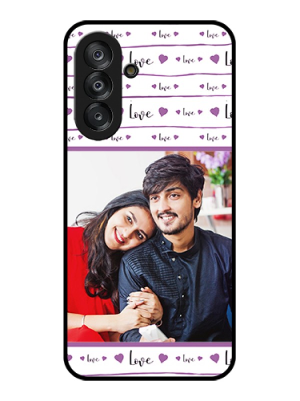 Custom Samsung Galaxy F17 5G Custom Glass Phone Case - Couples Heart Design