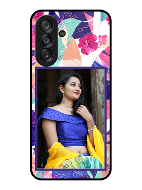 Custom Samsung Galaxy F17 5G Custom Glass Phone Case - Abstract Floral Design