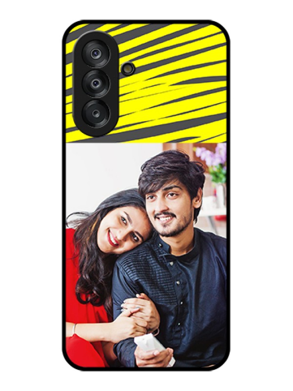 Custom Samsung Galaxy F17 5G Custom Glass Phone Case - Yellow Abstract Design