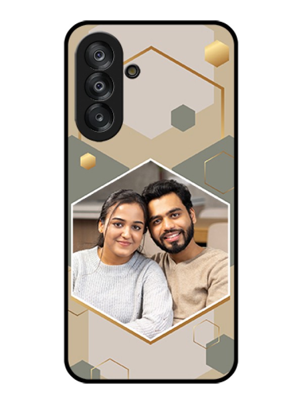 Custom Samsung Galaxy F17 5G Custom Glass Phone Case - Stylish Hexagon Pattern Design