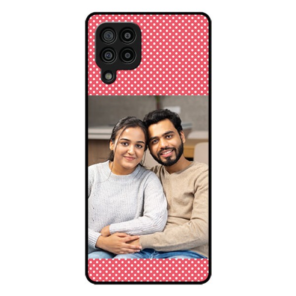 Galaxy F22 Custom Glass Phone Case  - White Dotted Design