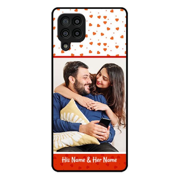 Galaxy F22 Custom Glass Phone Case  - Orange Love Symbol Design