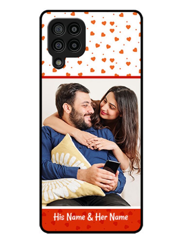 Custom Galaxy F22 Custom Glass Phone Case  - Orange Love Symbol Design