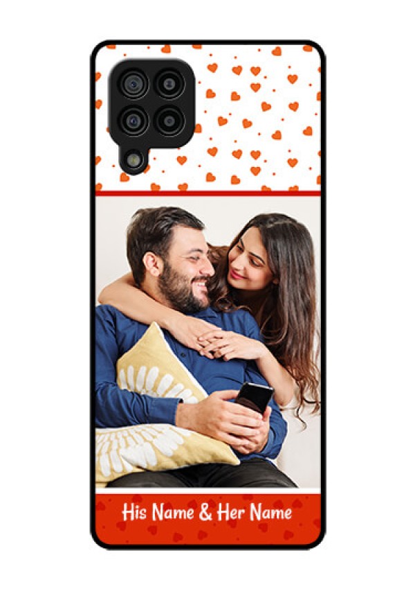 Galaxy F22 Custom Glass Phone Case  - Orange Love Symbol Design