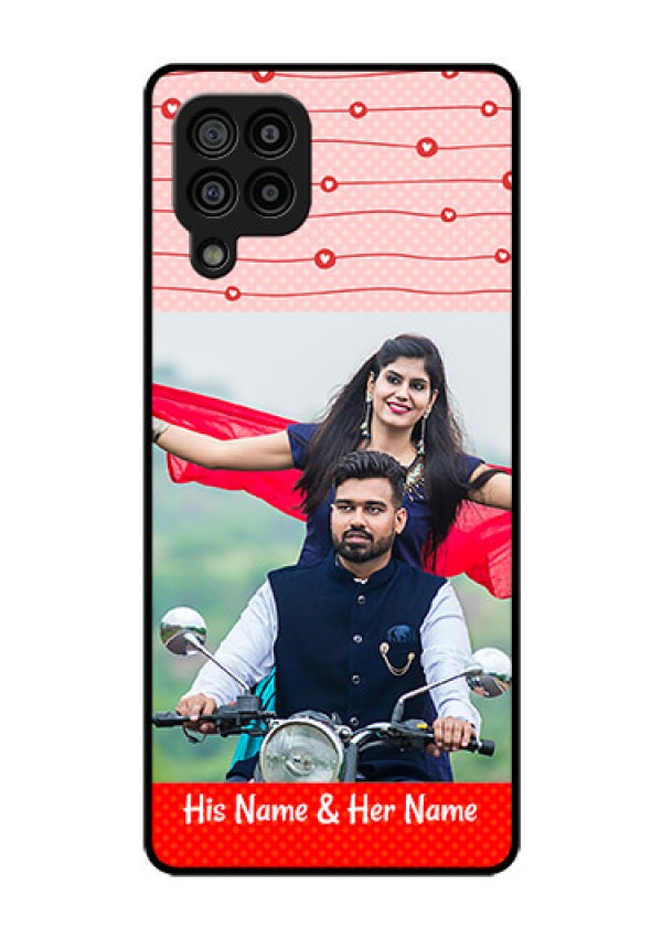 Galaxy F22 Personalized Glass Phone Case  - Red Pattern Case Design