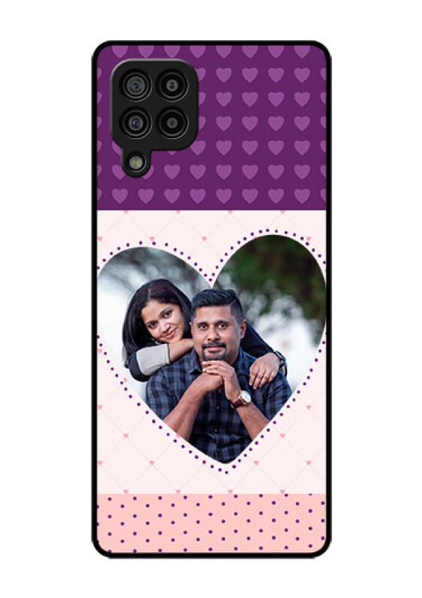 Galaxy F22 Custom Glass Phone Case  - Violet Love Dots Design
