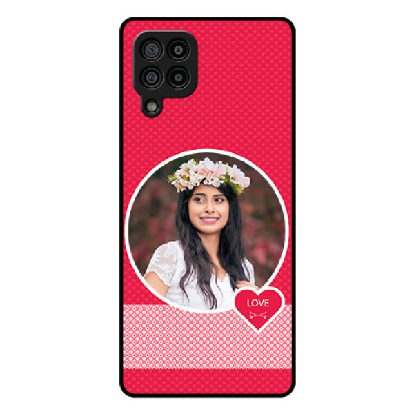 Galaxy F22 Personalised Glass Phone Case  - Pink Pattern Design