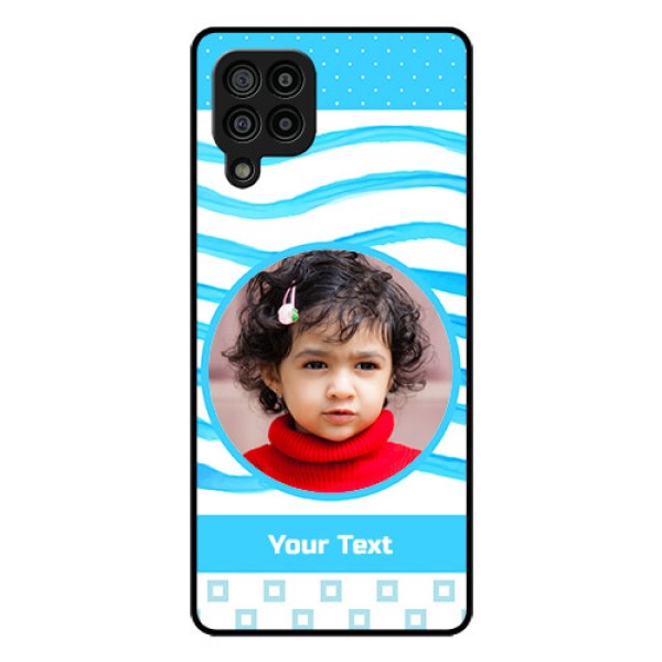 Galaxy F22 Custom Glass Phone Case  - Simple Blue Case Design