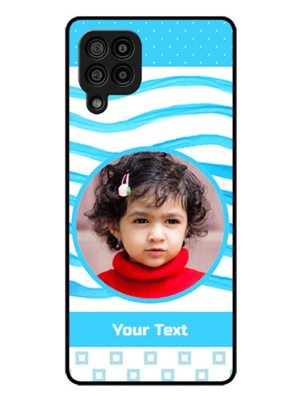 Custom Galaxy F22 Custom Glass Phone Case  - Simple Blue Case Design