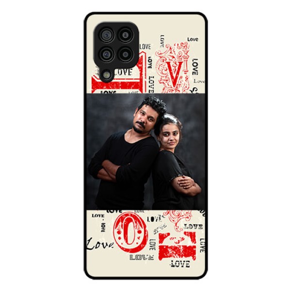 Galaxy F22 Photo Printing on Glass Case  - Trendy Love Design Case