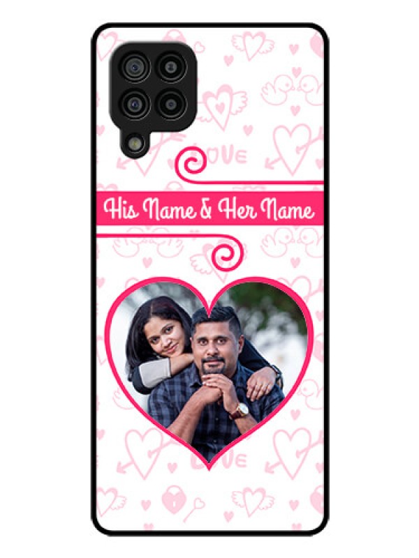 Custom Galaxy F22 Personalized Glass Phone Case  - Heart Shape Love Design