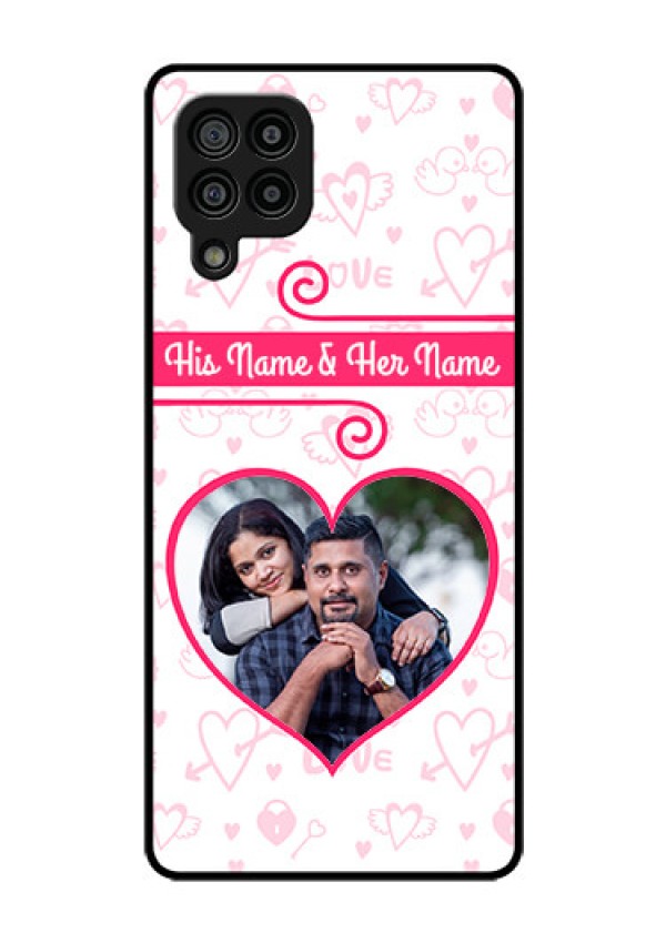 Galaxy F22 Personalized Glass Phone Case  - Heart Shape Love Design