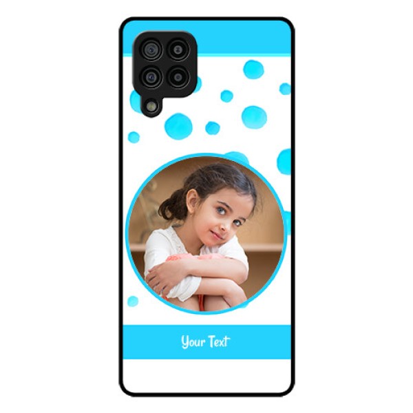 Galaxy F22 Photo Printing on Glass Case - Blue Bubbles Pattern Design Galaxy F22 Photo Printing on Glass Case - Blue Bubbles Pattern Design