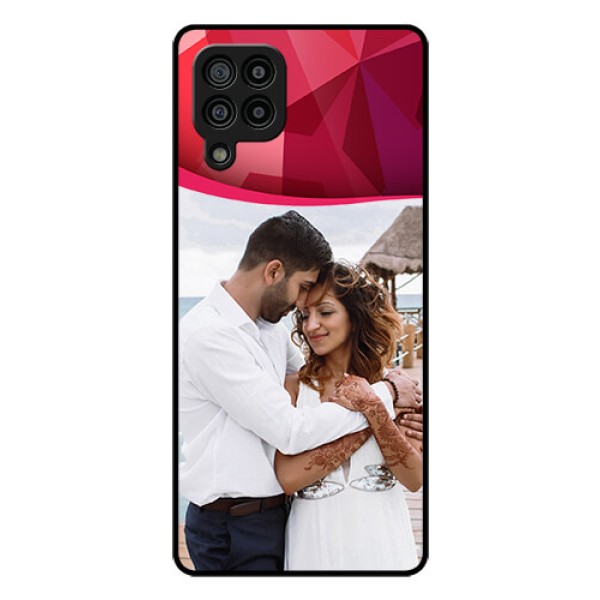 Galaxy F22 Custom Glass Mobile Case  - Red Abstract Design