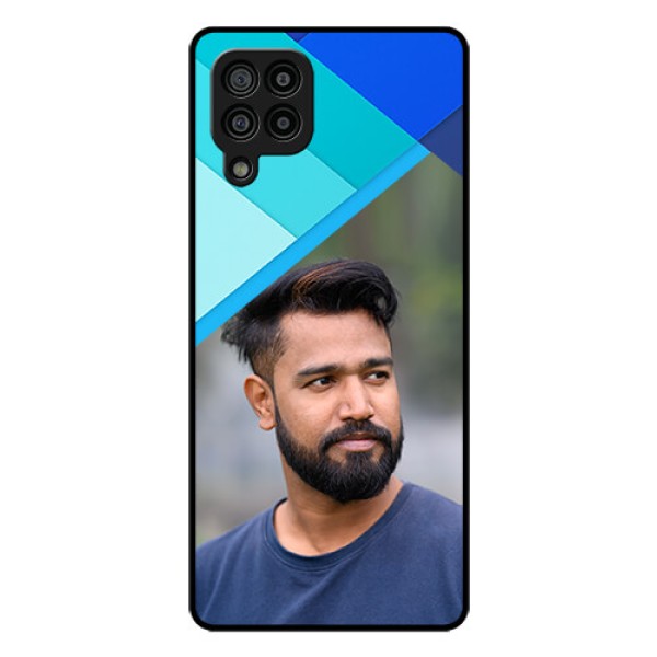 Galaxy F22 Custom Glass Phone Case  - Blue Pattern Design
