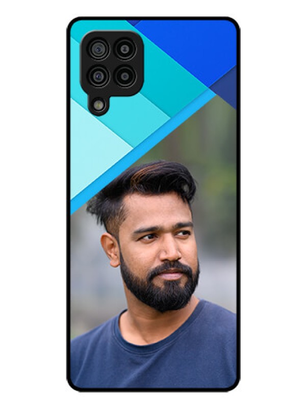 Custom Galaxy F22 Custom Glass Phone Case  - Blue Pattern Design