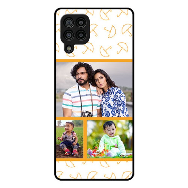 Galaxy F22 Custom Glass Mobile Case  - Yellow Pattern Design