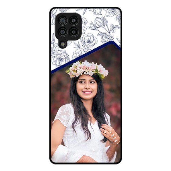 Galaxy F22 Personalized Glass Phone Case  - Premium Floral Design