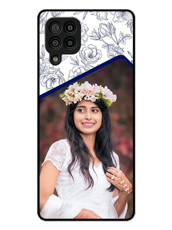 Custom Galaxy F22 Personalized Glass Phone Case  - Premium Floral Design