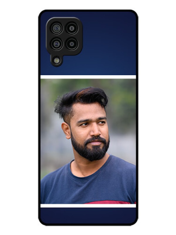 Custom Galaxy F22 Personalized Glass Phone Case  - Simple Royal Blue Design