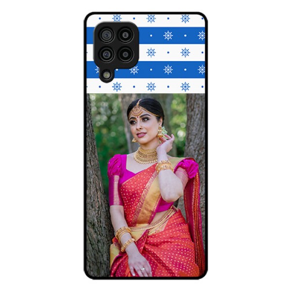 Galaxy F22 Photo Printing on Glass Case  - Snow Pattern Design
