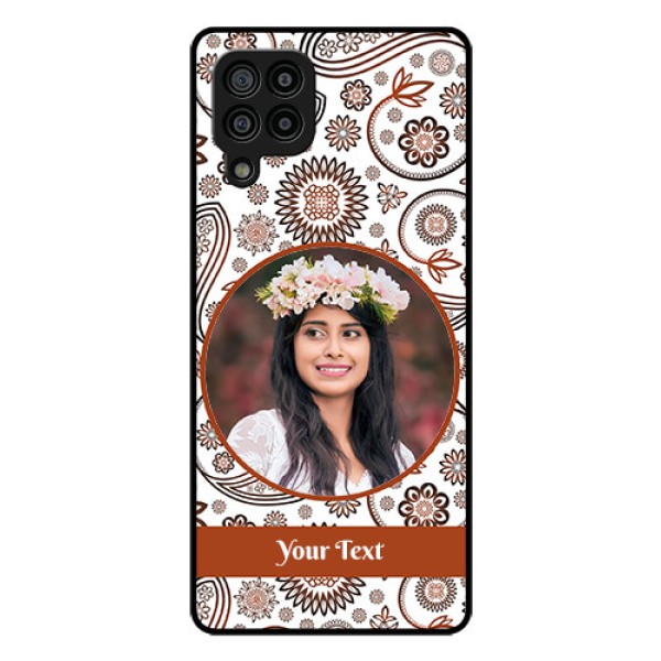 Galaxy F22 Custom Glass Mobile Case  - Abstract Floral Design 