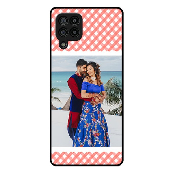 Galaxy F22 Personalized Glass Phone Case  - Pink Pattern Design
