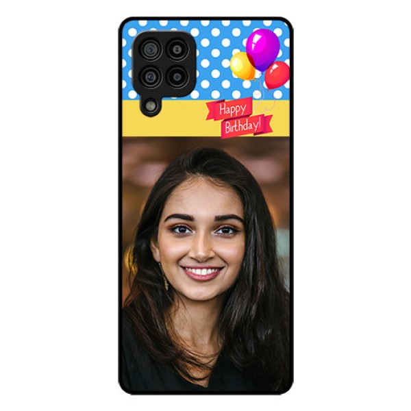 Galaxy F22 Custom Glass Mobile Case  - Happy Birthday Design