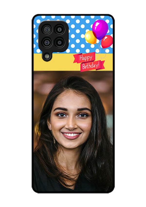 Galaxy F22 Custom Glass Mobile Case  - Happy Birthday Design
