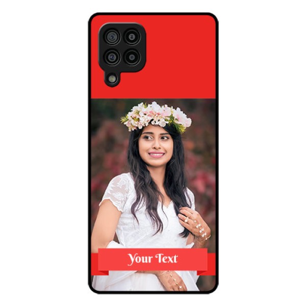 Galaxy F22 Custom Glass Phone Case - Simple Red Color Design Galaxy F22 Custom Glass Phone Case - Simple Red Color Design
