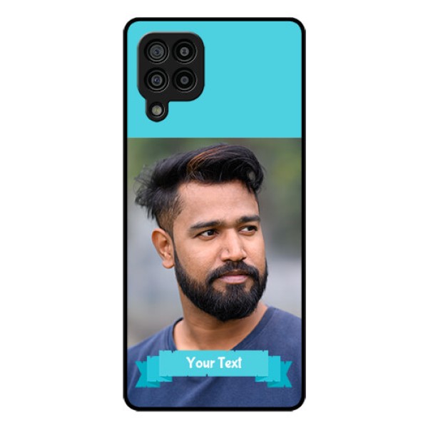Galaxy F22 Personalized Glass Phone Case - Simple Blue Color Design Galaxy F22 Personalized Glass Phone Case - Simple Blue Color Design